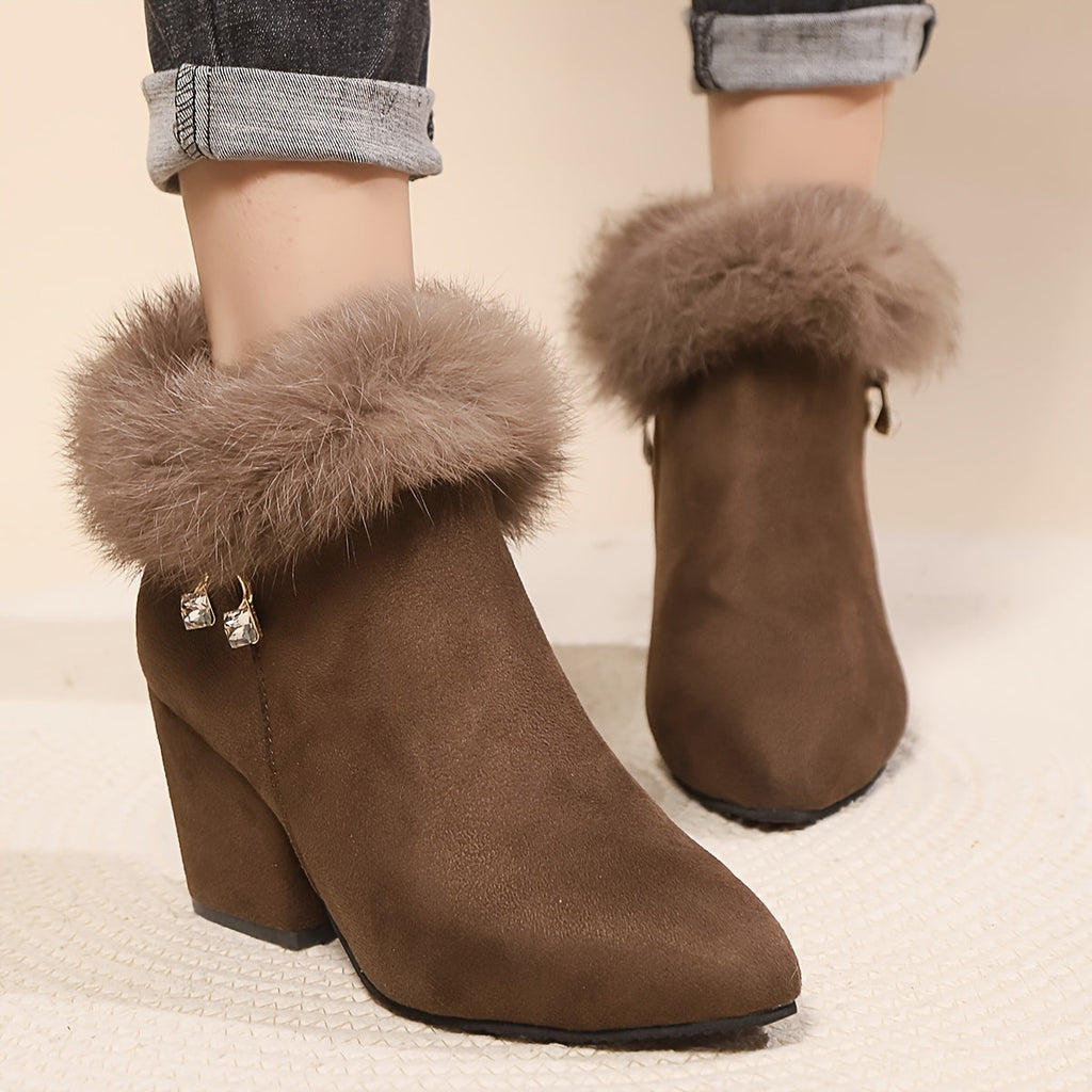 Women's Soft Trim Pointed Ankle Boots for Cold Days