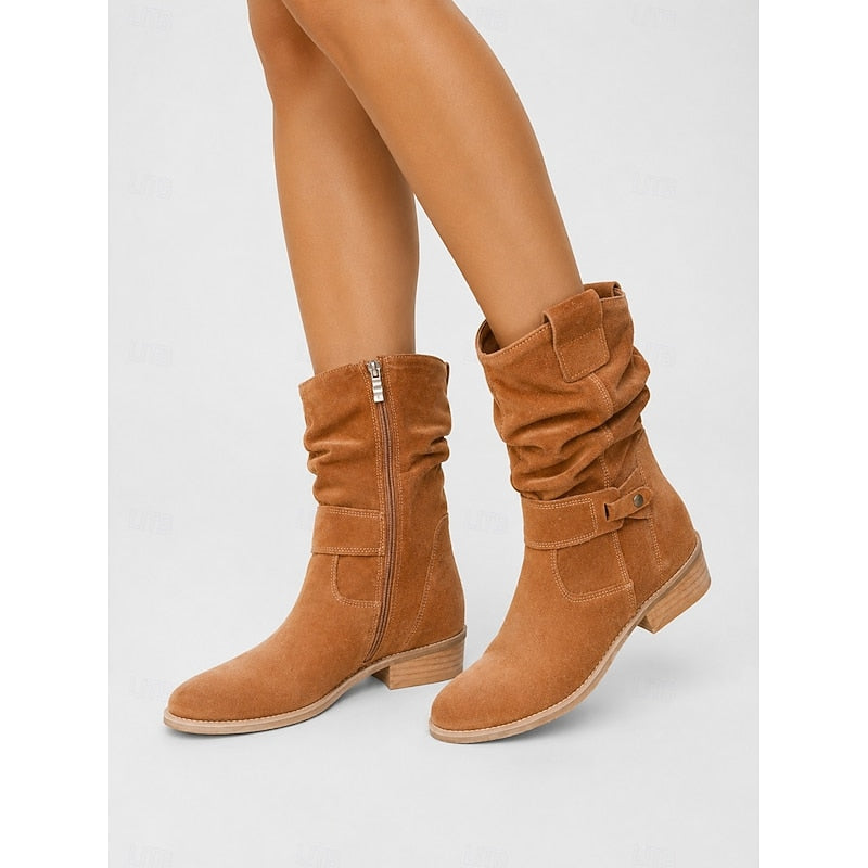 Women's Gentle Block Heel Relaxed Shaft Short Boots