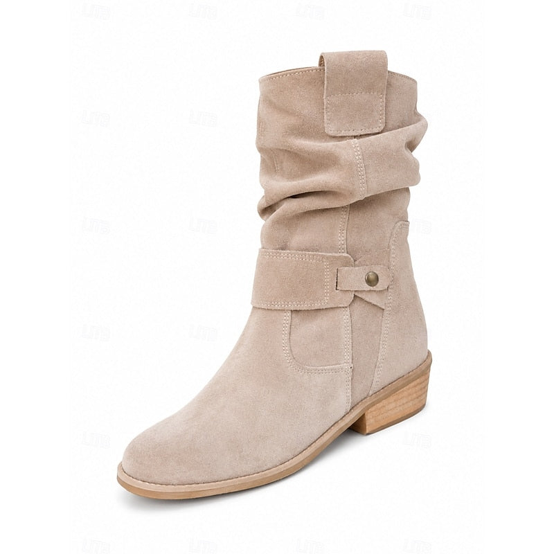 Women's Gentle Block Heel Relaxed Shaft Short Boots