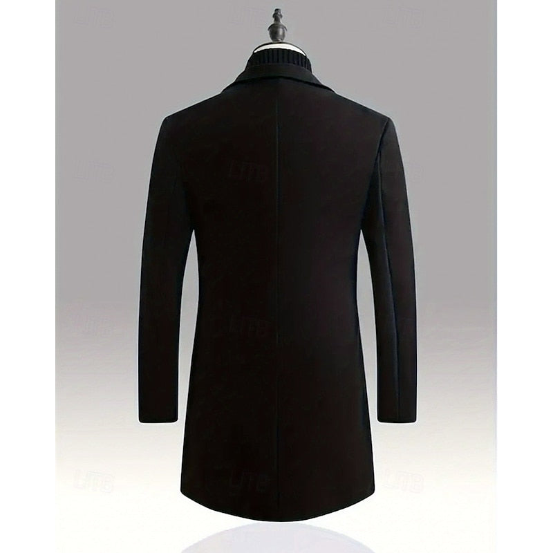 Men's Classic Full-Length Overcoat with Deep Pockets