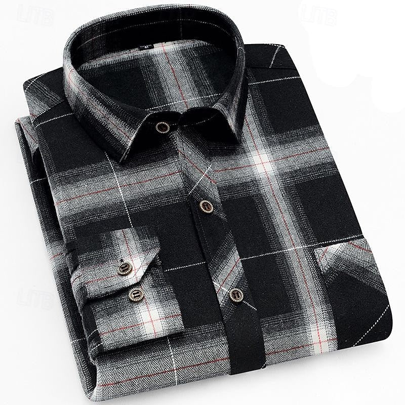 Men's Soft Plaid Layering Button-Down Overshirt