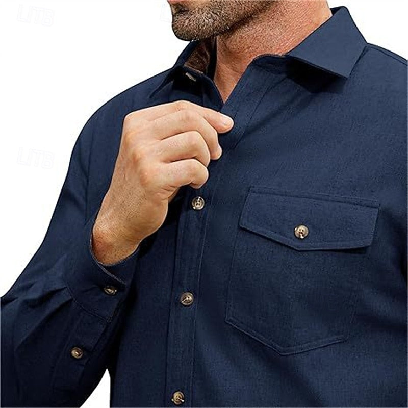 Men's Button Front Overshirt Coat with Chest Pocket