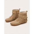 Women's Western Inspired Moccasin Style Ankle Boots with Fringe