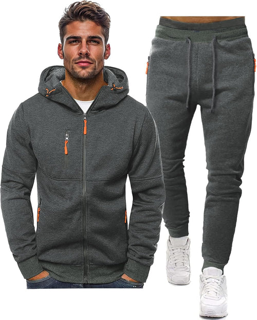 Men's Everyday Hooded Zip Jacket and Sweatpants Tracksuit