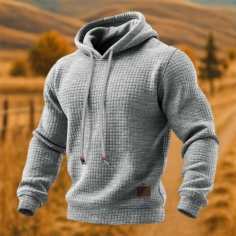Men's Soft Textured Waffle Hoodie Sweatshirt
