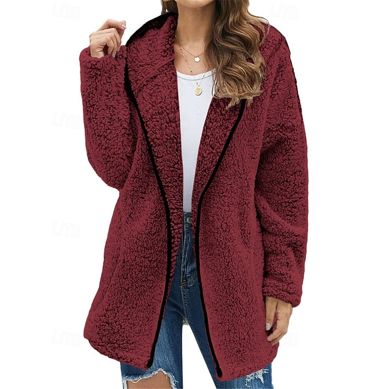 Women's Cozy Zip-Front Jacket with Plush Hood