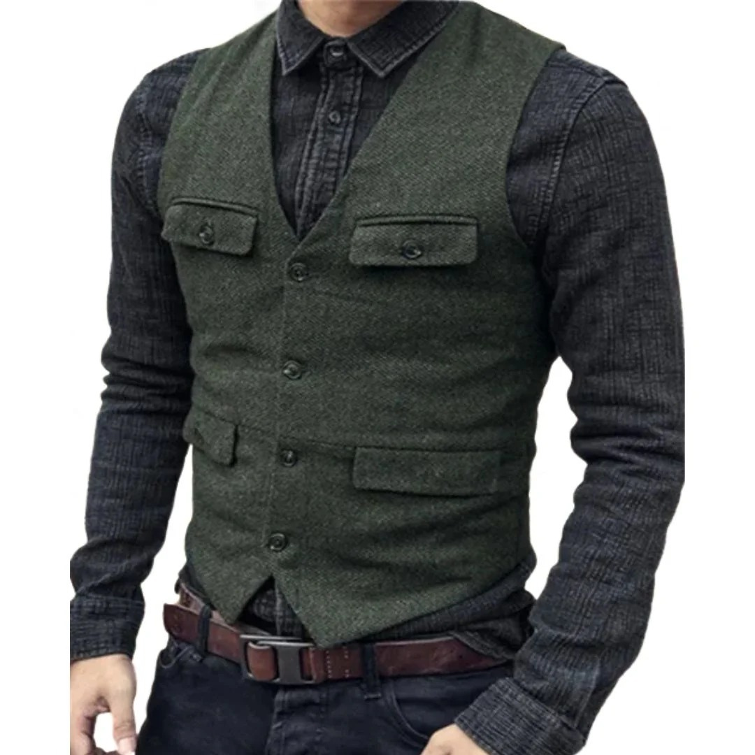 Men's Traditional V Neck Vest with Pockets