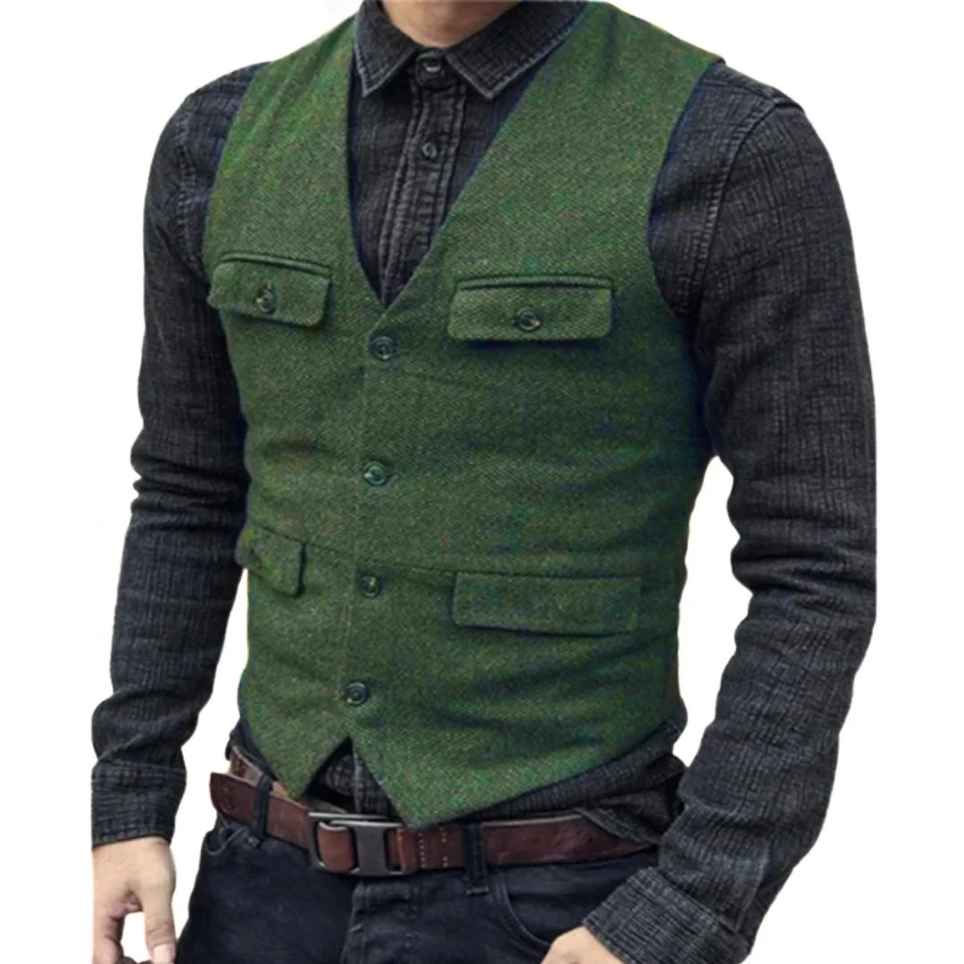 Men's Traditional V Neck Vest with Pockets