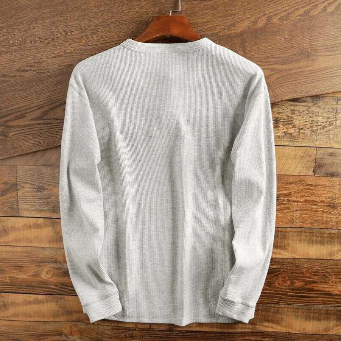 Men's Structured Waffle Henley Placket Layering Pullover