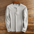 Men's Structured Waffle Henley Placket Layering Pullover