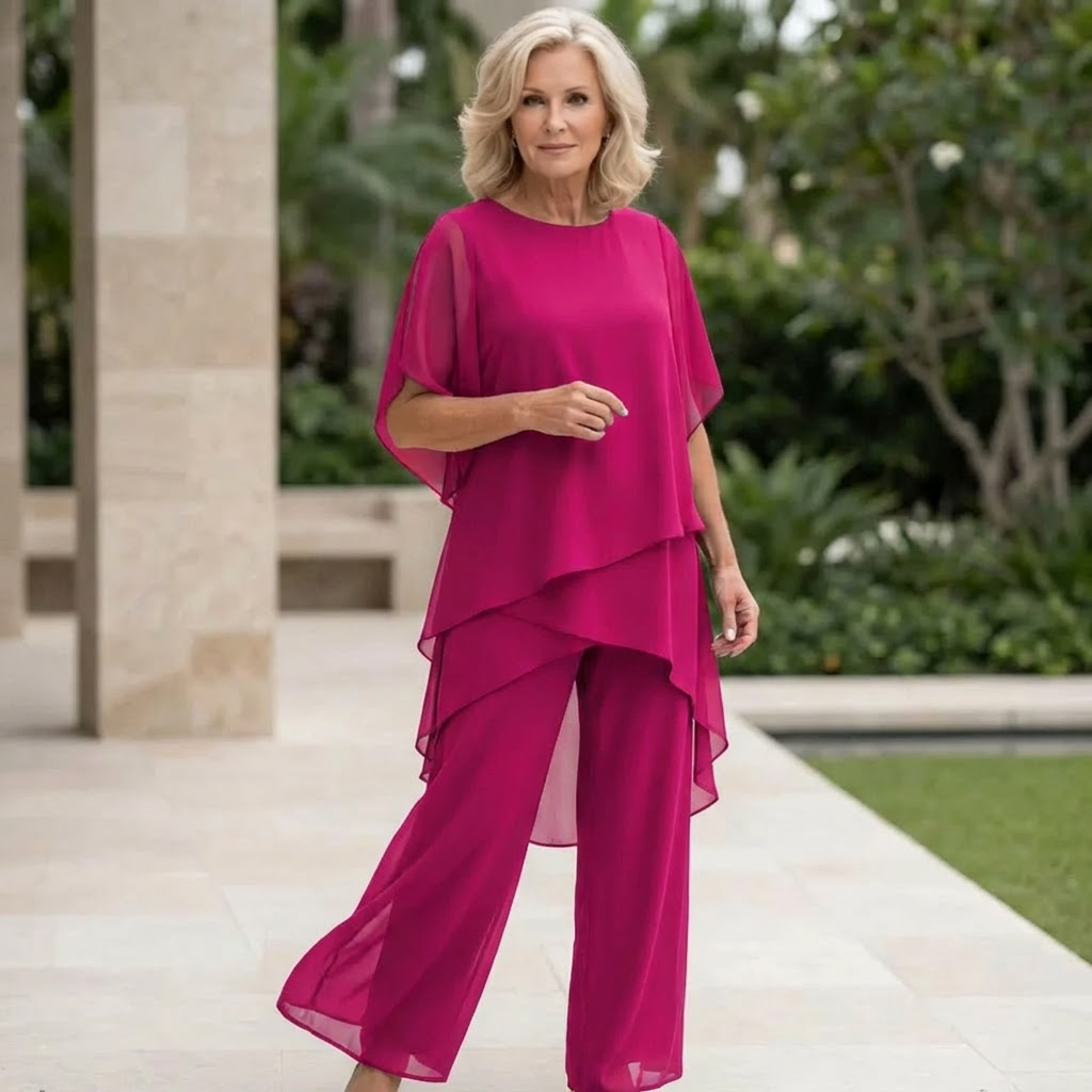 Women's Draped Evening Brunch Palazzo Two Piece Set