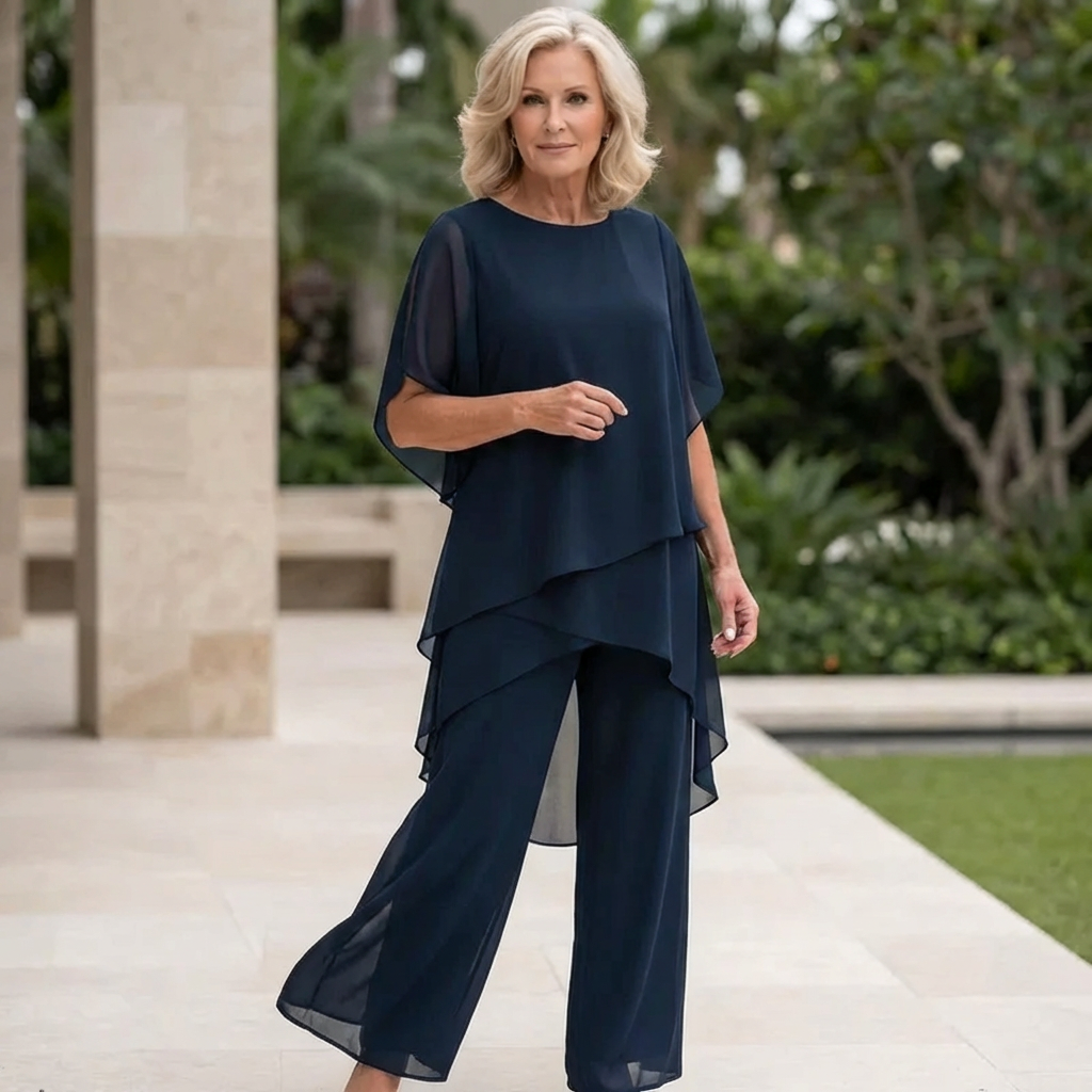 Women's Draped Evening Brunch Palazzo Two Piece Set