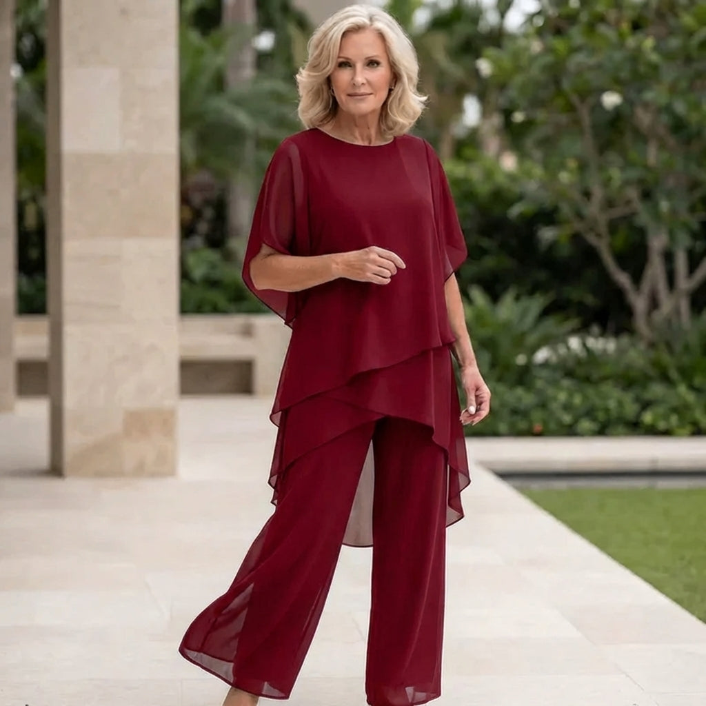 Women's Draped Evening Brunch Palazzo Two Piece Set