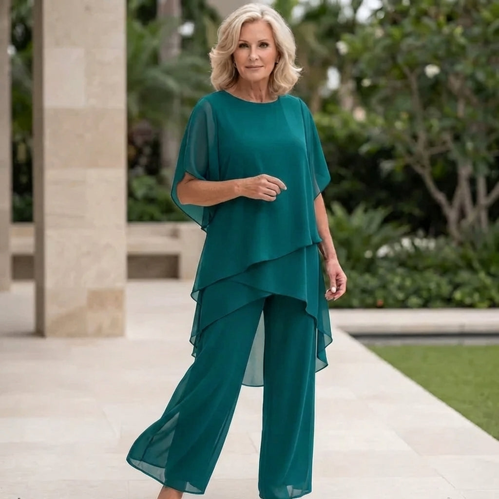 Women's Draped Evening Brunch Palazzo Two Piece Set