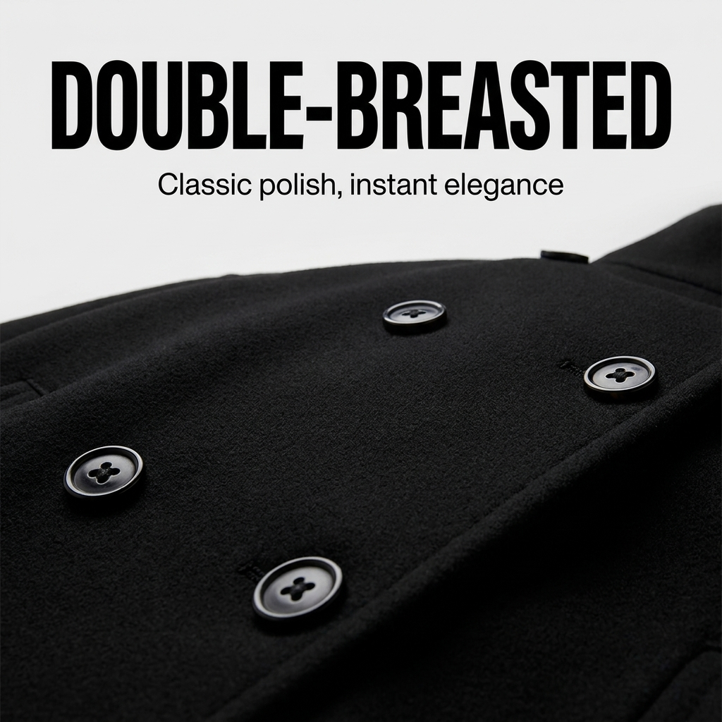 Women's Six-Button Double-Breasted Short Overcoat
