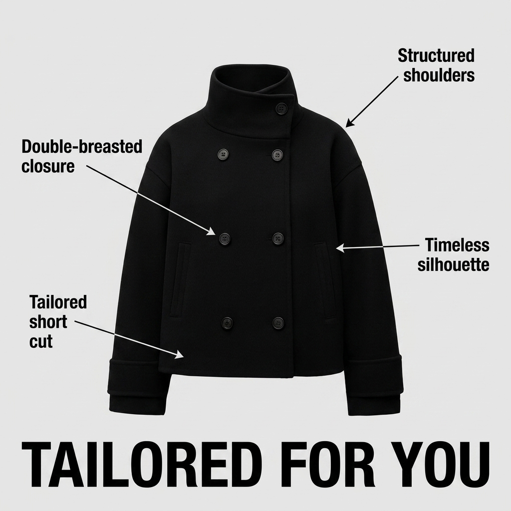 Women's Six-Button Double-Breasted Short Overcoat