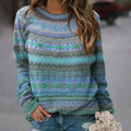 Women's Roomy All-Over Fair Isle Stripe Knit Sweater