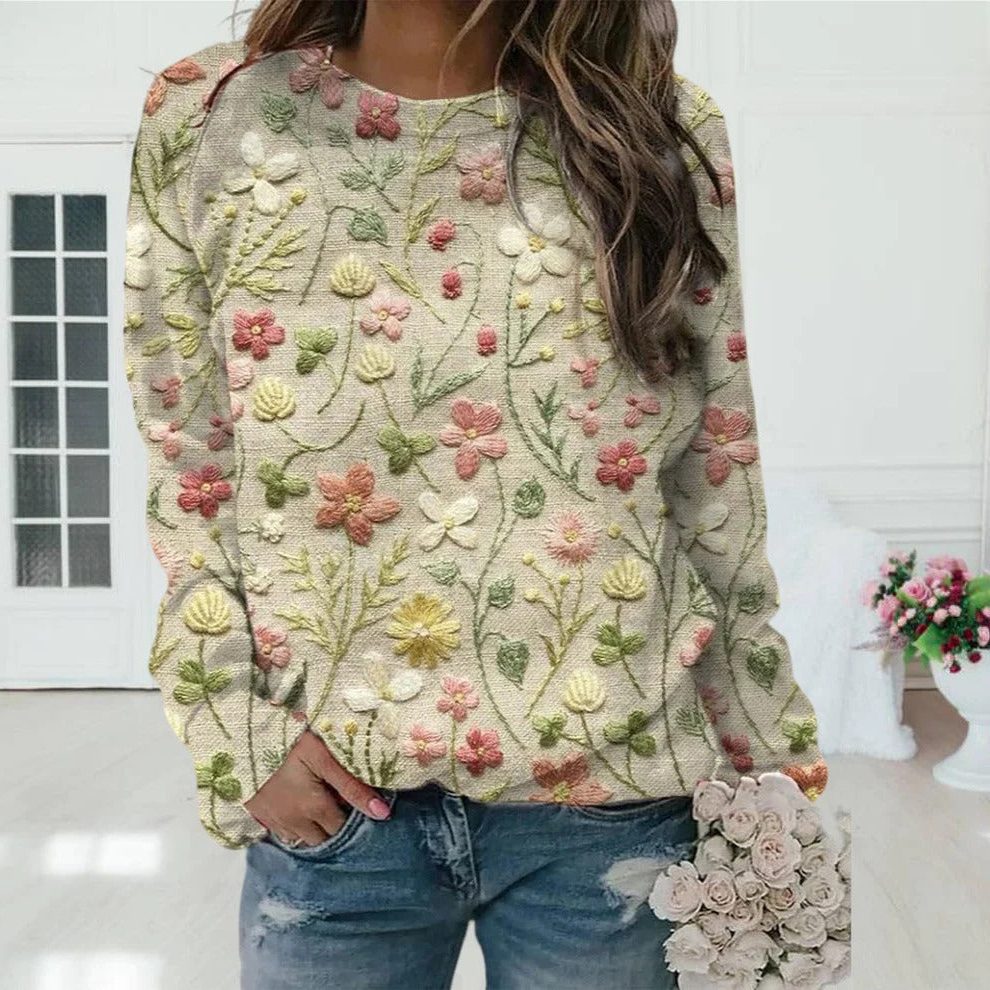 Women's Roomy All-Over Fair Isle Stripe Knit Sweater