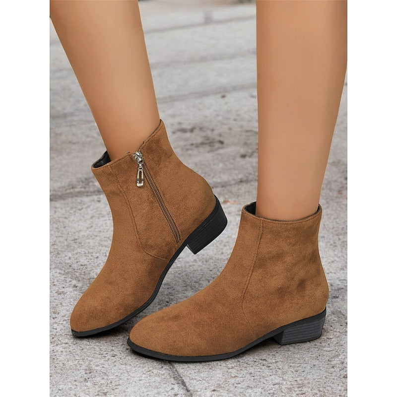 Women's Tailored Ankle Booties with Low Block Heel