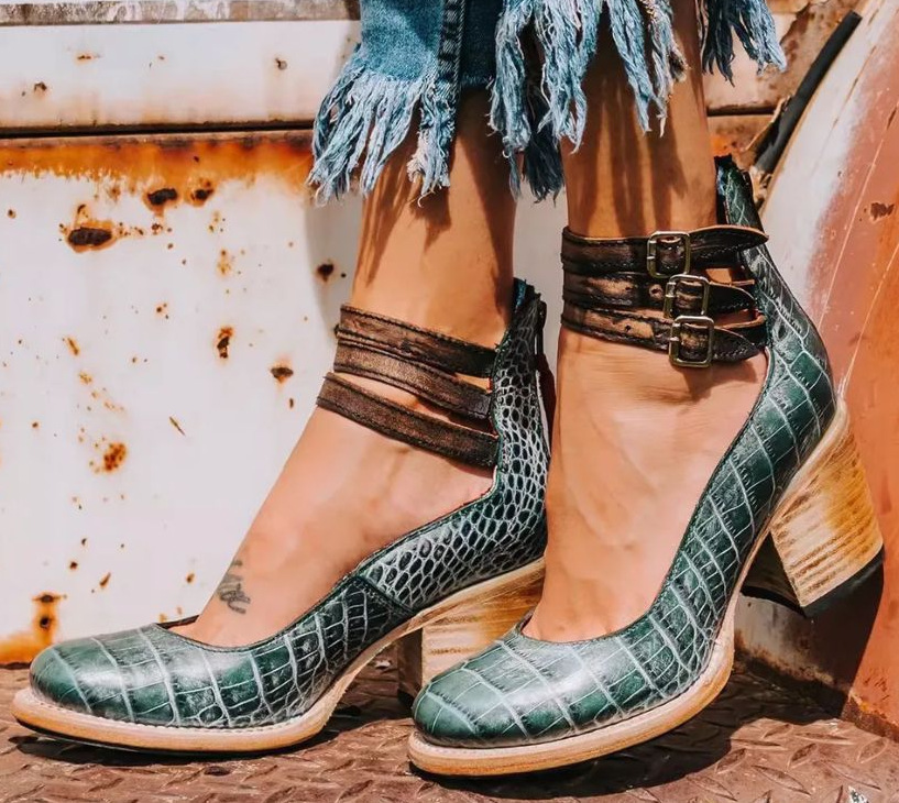 Women's Sturdy Square Block Heel Strapped Ankle Boots