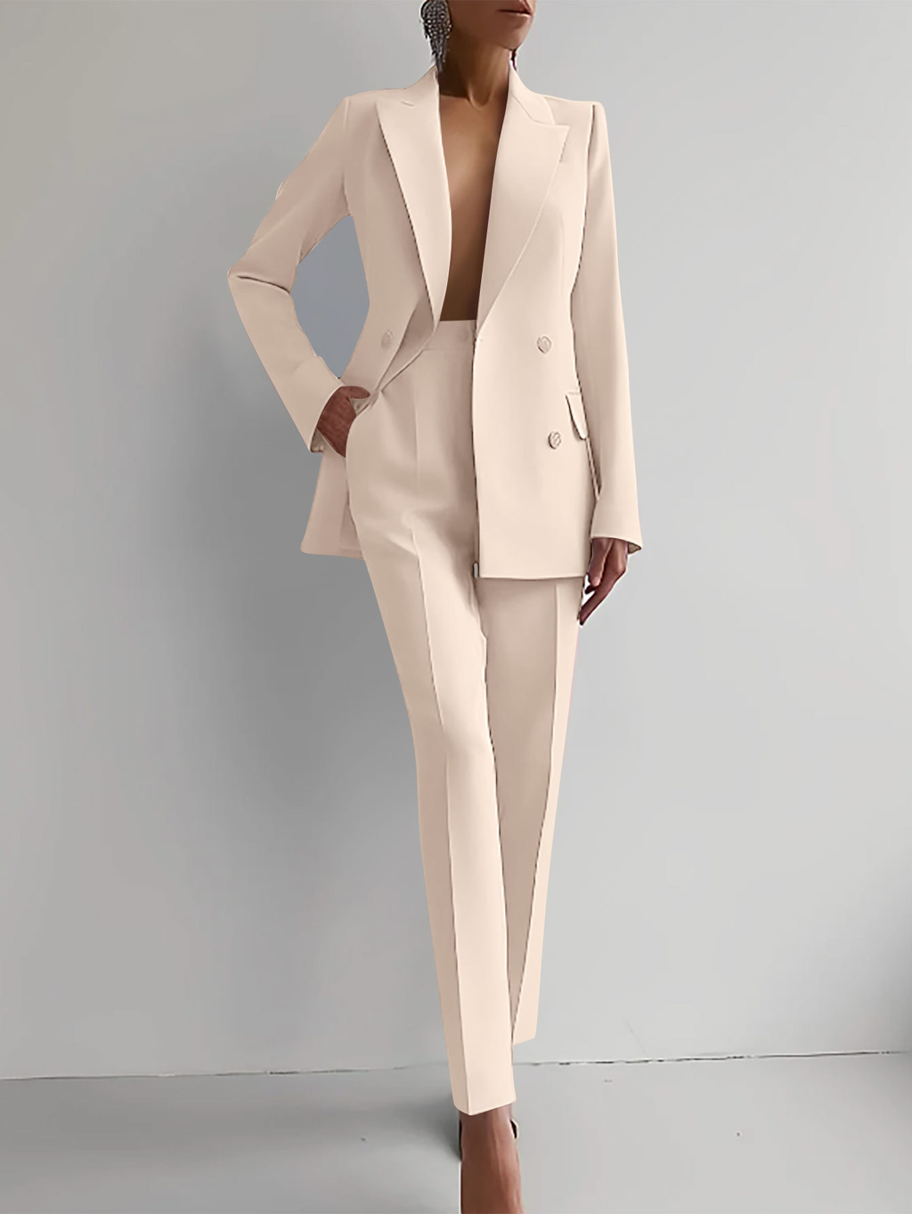 Women's Matching Double Breasted Formal Pantsuit Set