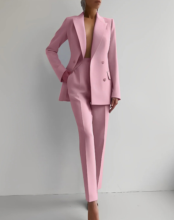 Women's Matching Double Breasted Formal Pantsuit Set