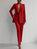 Women's Matching Double Breasted Formal Pantsuit Set