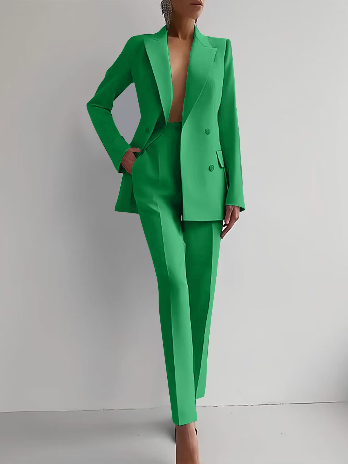 Women's Matching Double Breasted Formal Pantsuit Set