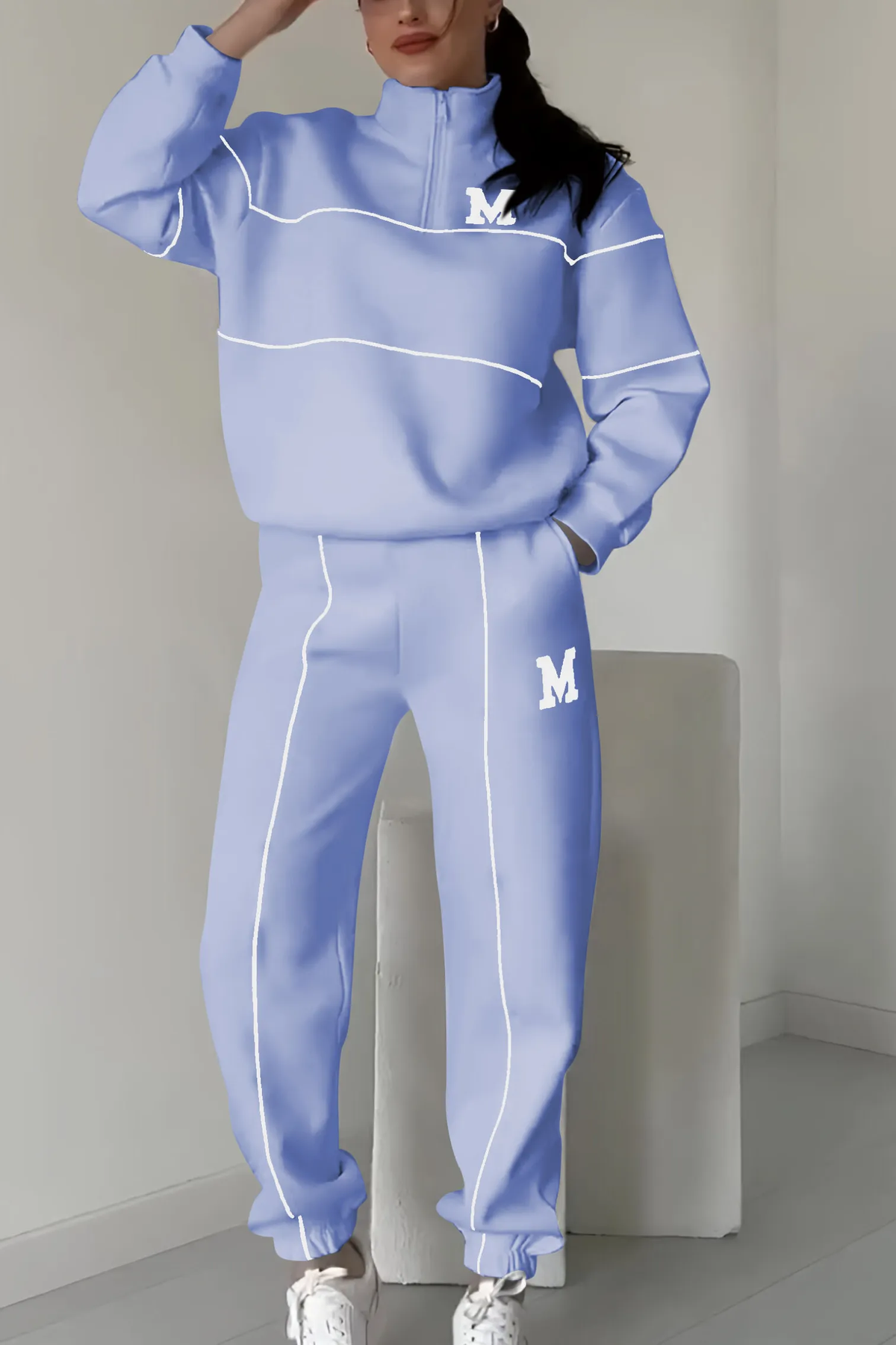 Women's Easy Travel Errand Half-Zip Jogger Outfit Set
