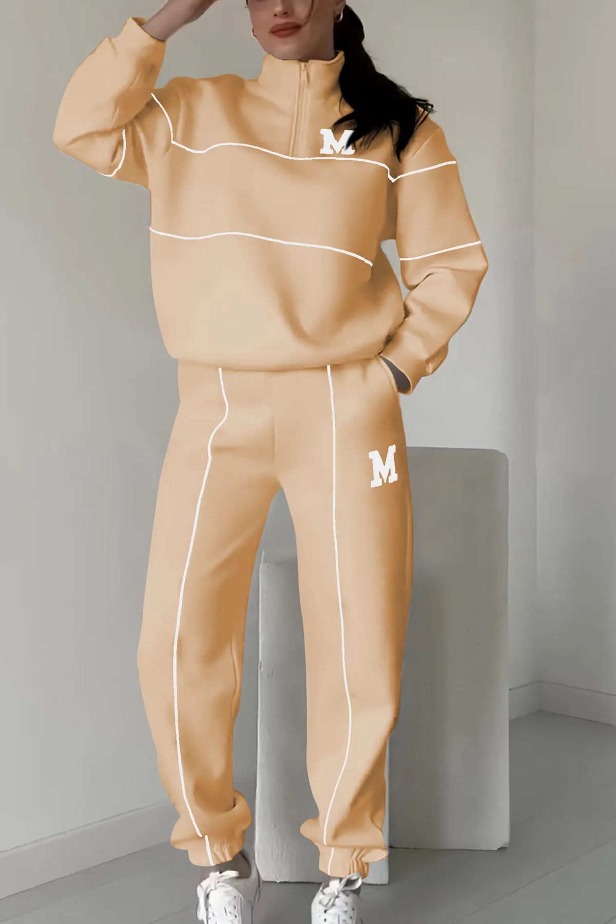 Women's Easy Travel Errand Half-Zip Jogger Outfit Set