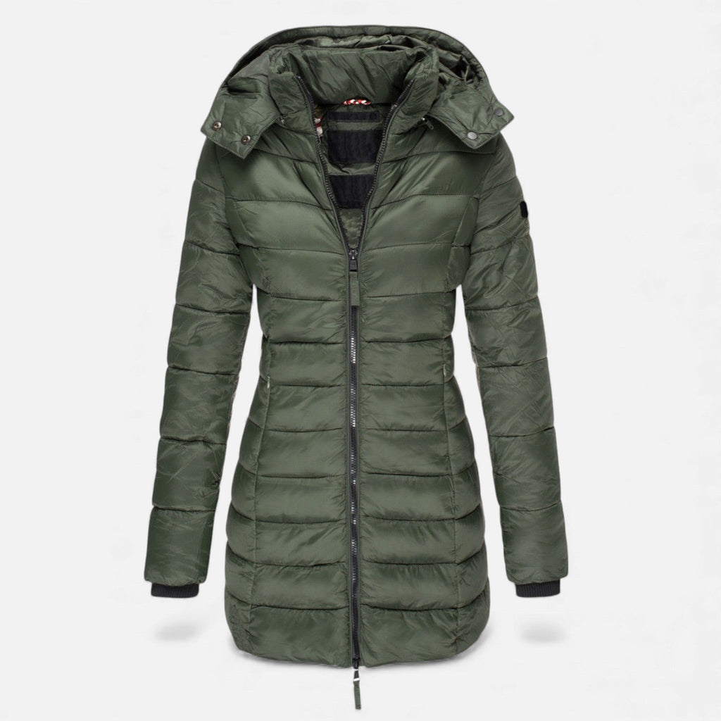 Women's Tailored Quilted Puffer Jacket in Mid Length