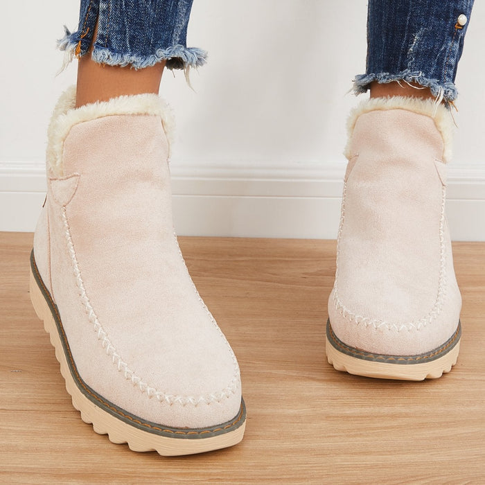 Women's Warm Fur-Lined Winter Platform Ankle Boots