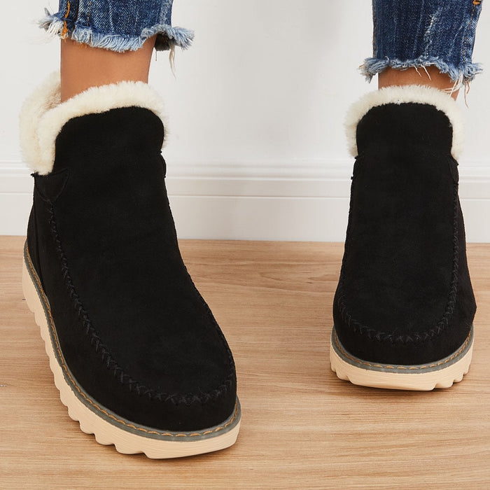 Women's Warm Fur-Lined Winter Platform Ankle Boots