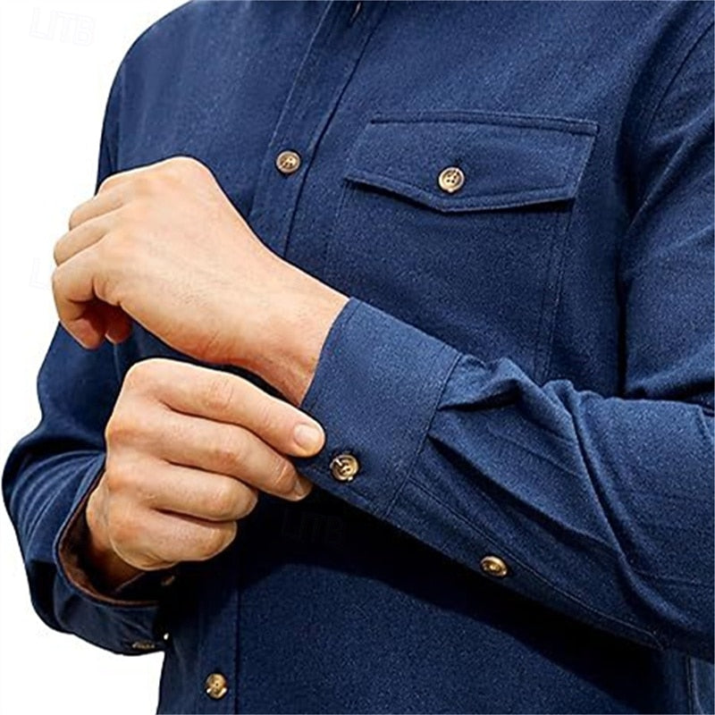 Men's Button Front Overshirt Coat with Chest Pocket