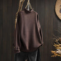 Women's Raised Texture Round-Neck Wool Knit Sweater