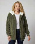 Women's Roomy Fleece Zip Coat with Sherpa-Lined Hood
