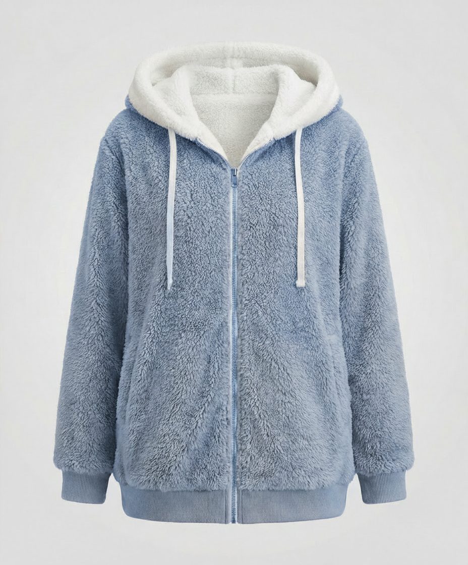 Women's Roomy Fleece Zip Coat with Sherpa-Lined Hood