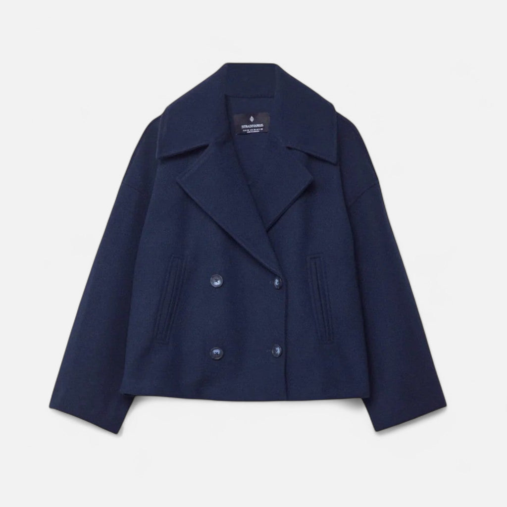 Women's Short Structured Blazer with Double-Breasted Front