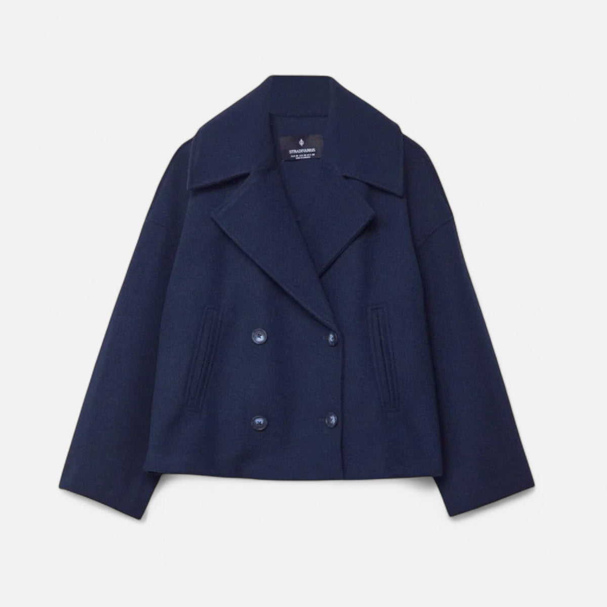 Women's Short Structured Blazer with Double-Breasted Front