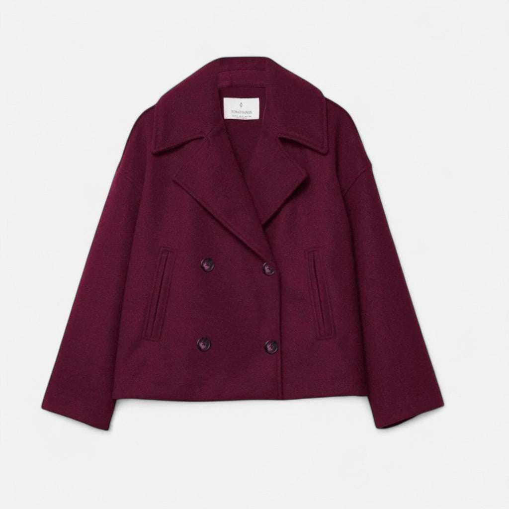 Women's Short Structured Blazer with Double-Breasted Front