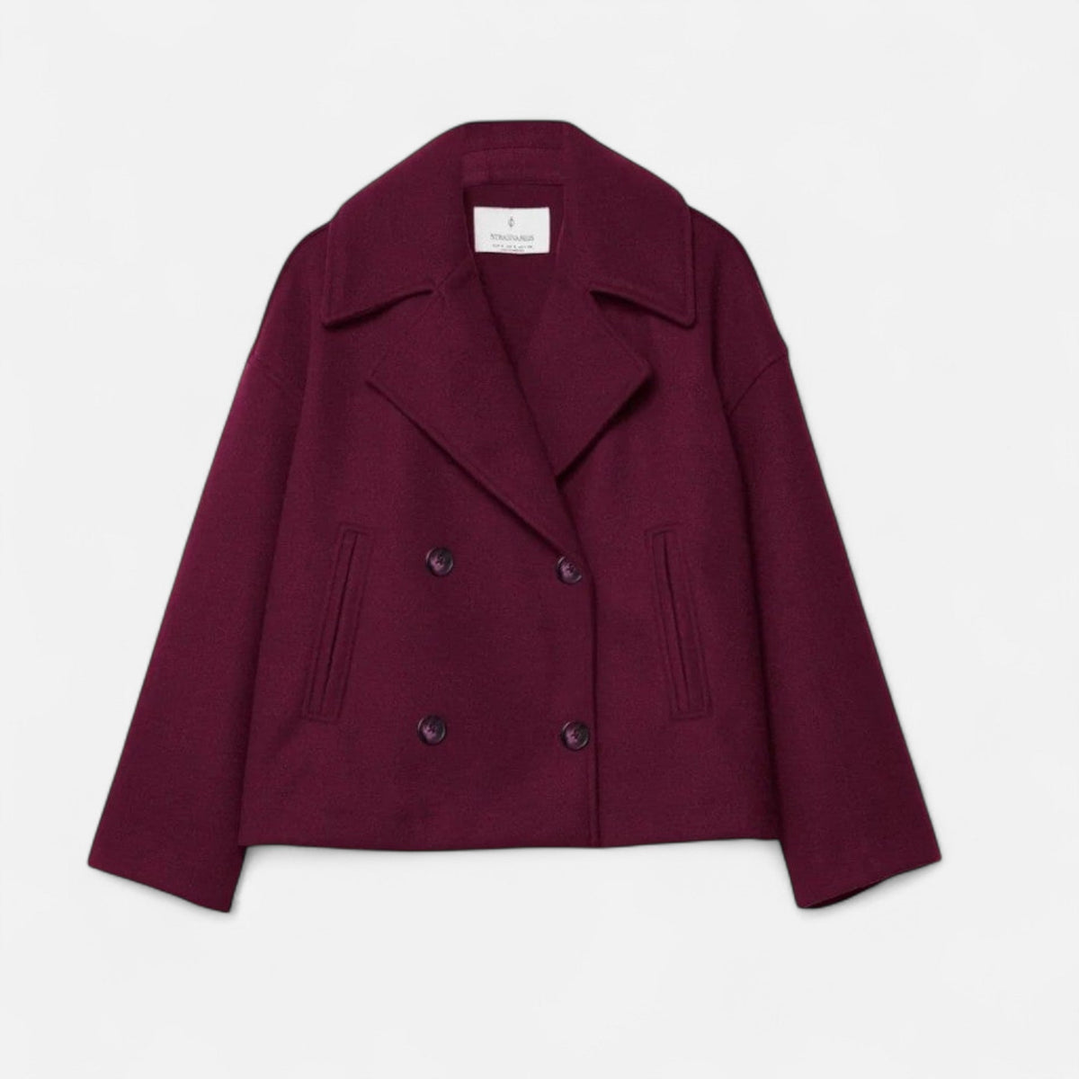Women's Short Structured Blazer with Double-Breasted Front