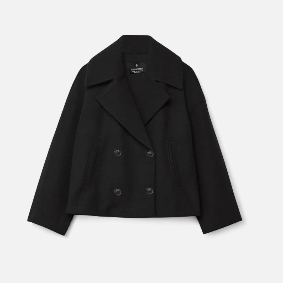 Women's Short Structured Blazer with Double-Breasted Front