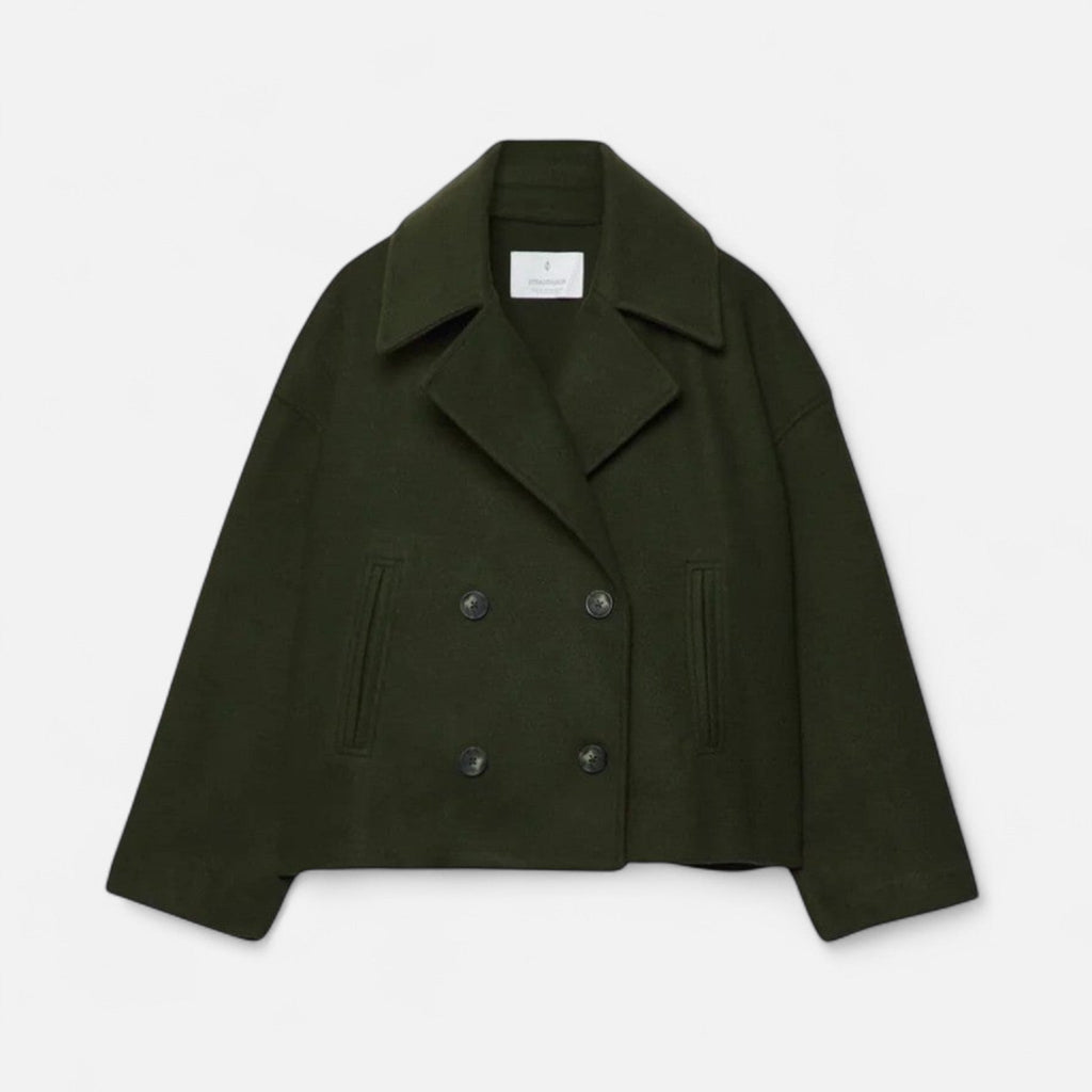 Women's Short Structured Blazer with Double-Breasted Front