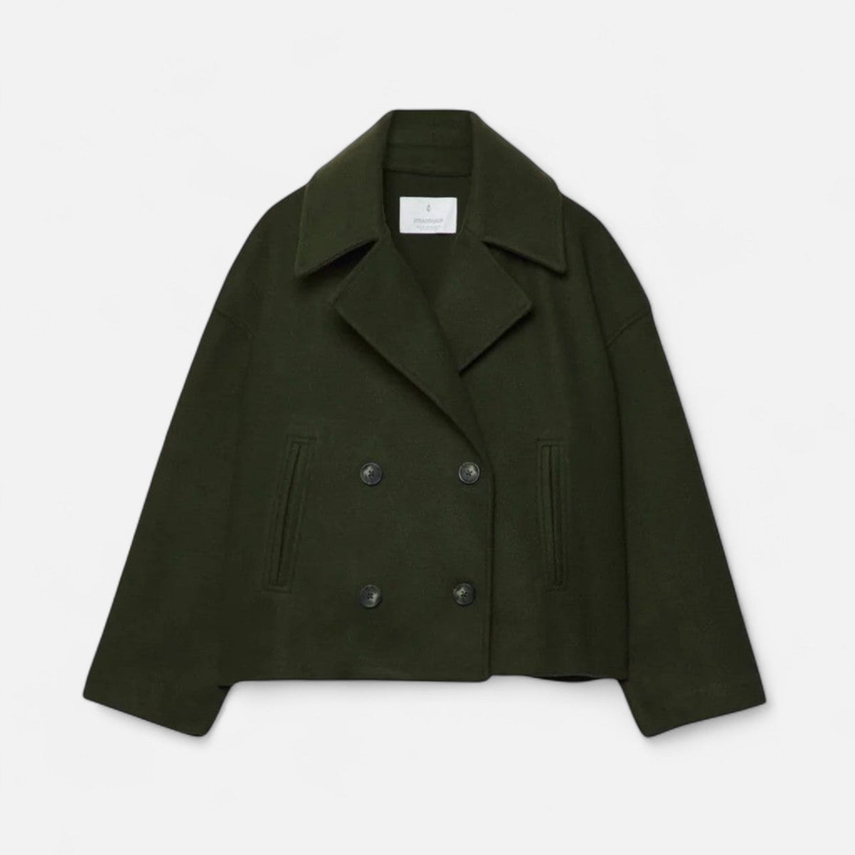 Women's Short Structured Blazer with Double-Breasted Front