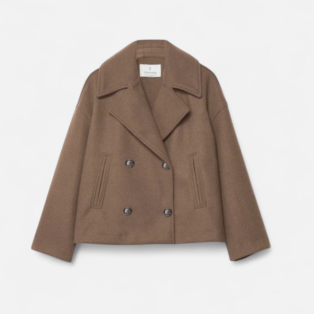 Women's Short Structured Blazer with Double-Breasted Front