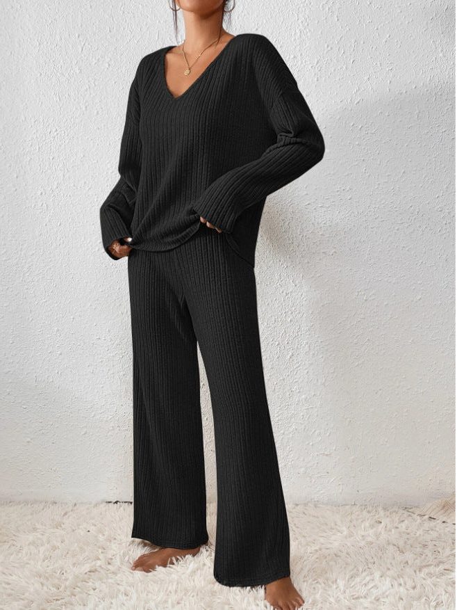 Women's Matching Ribbed Pullover and Pants Lounge Set
