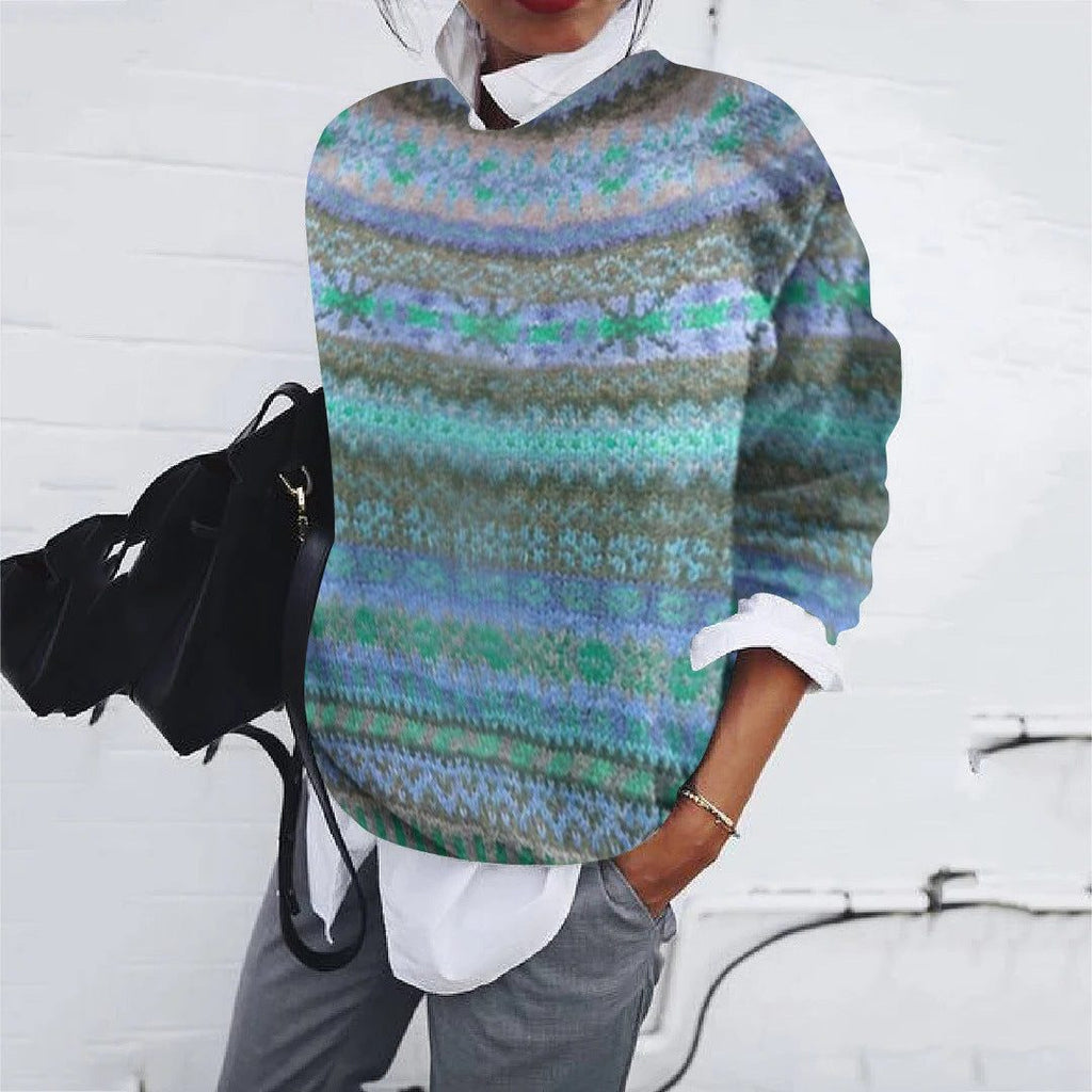 Women's Easy Fit Fair Isle Round Neck Sweater