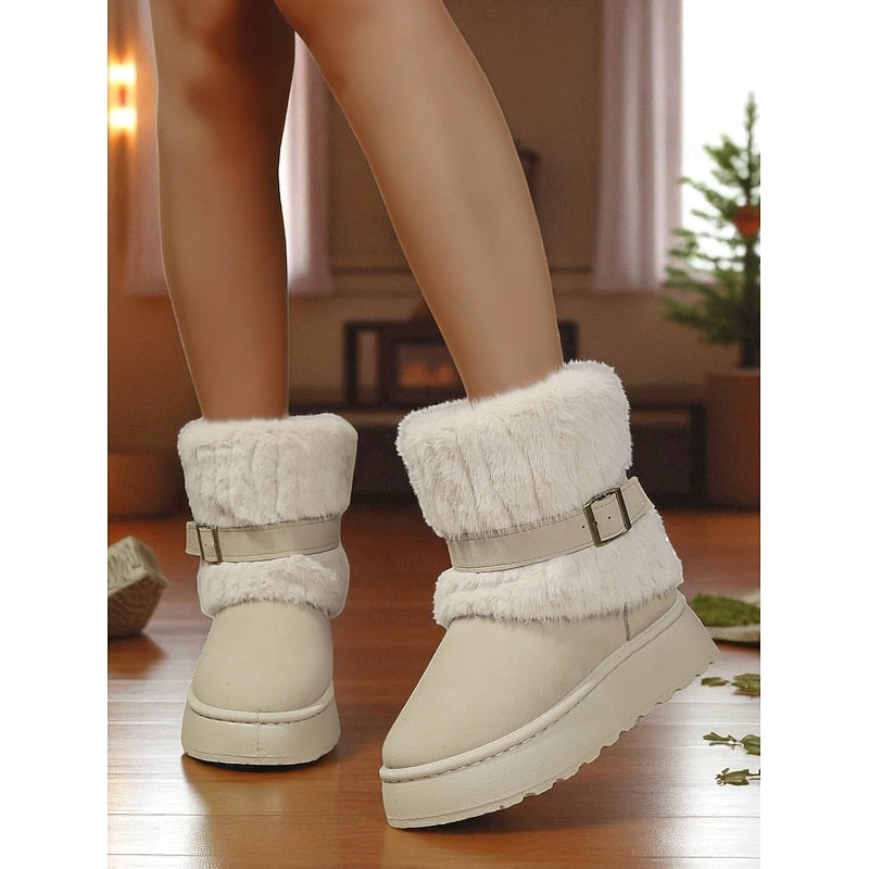 Women's Soft Cushioned Ankle Boots with Fur Trim