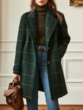 Women's Check Pattern Retro Tweed Topcoat