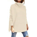 Women's Roomy Rib Knit Sweater with Tall Turtleneck